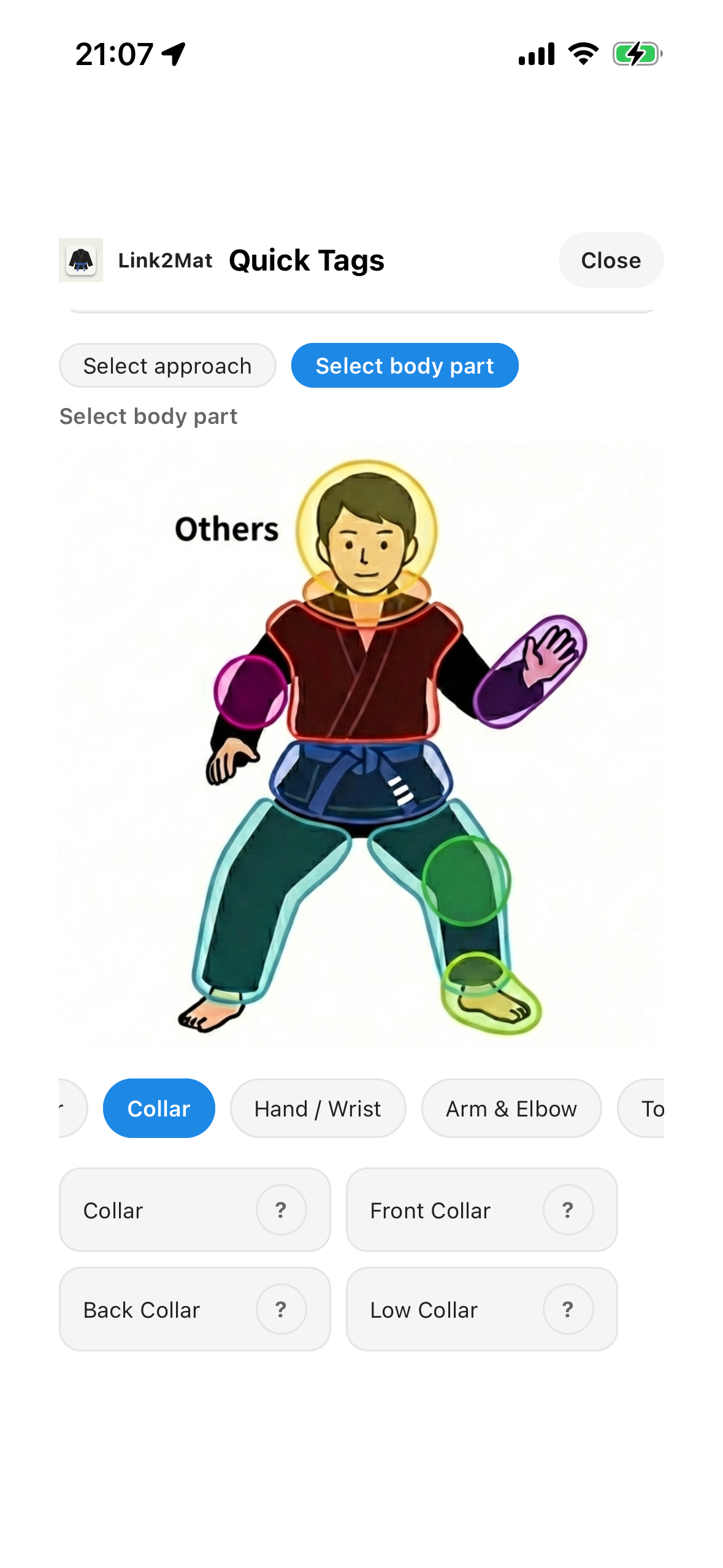 iPhone - Tagging by body part